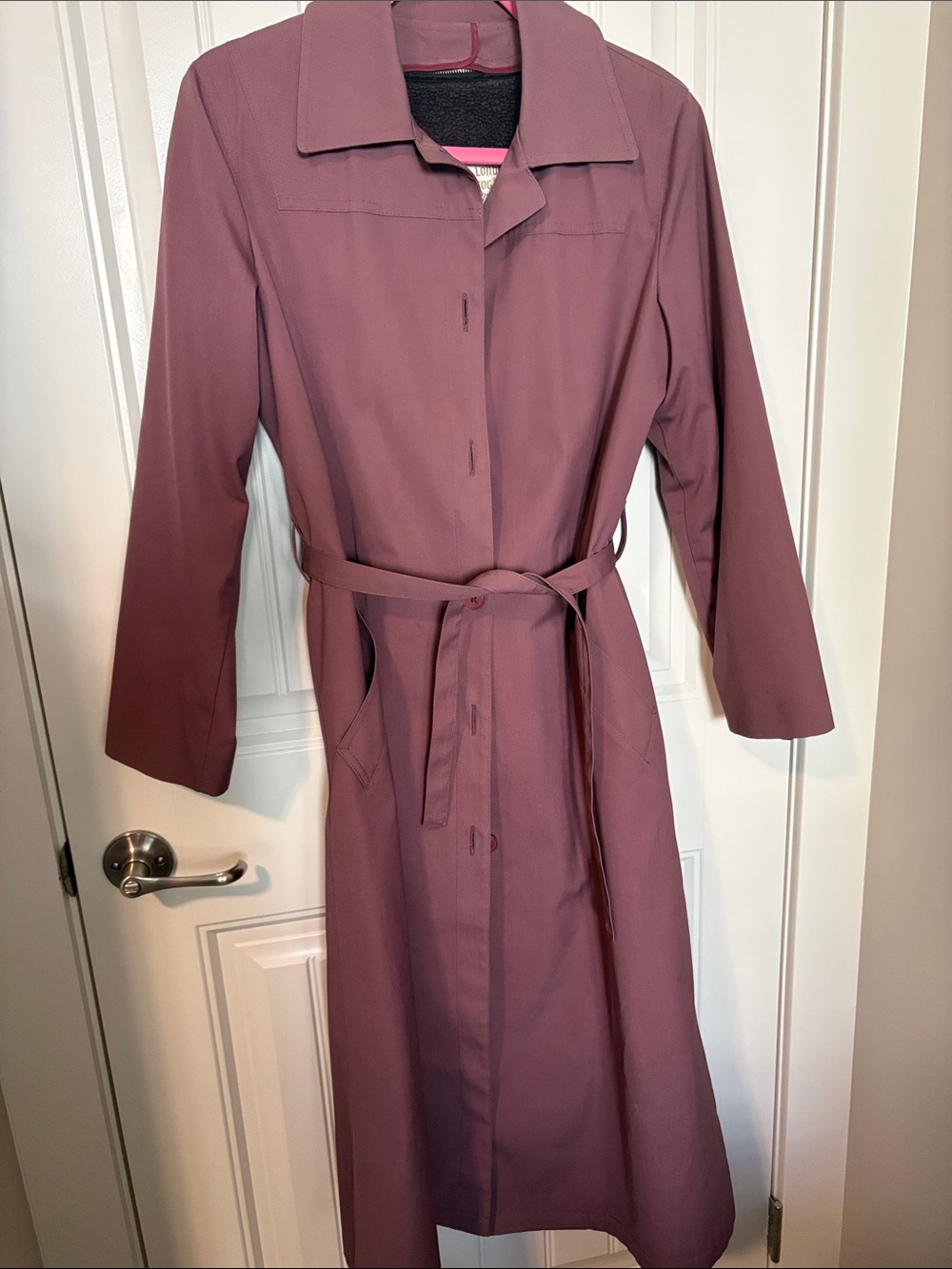 Vintage London Fog Womens 6 Trench Coat Mauve Zip Out Liner Made USA